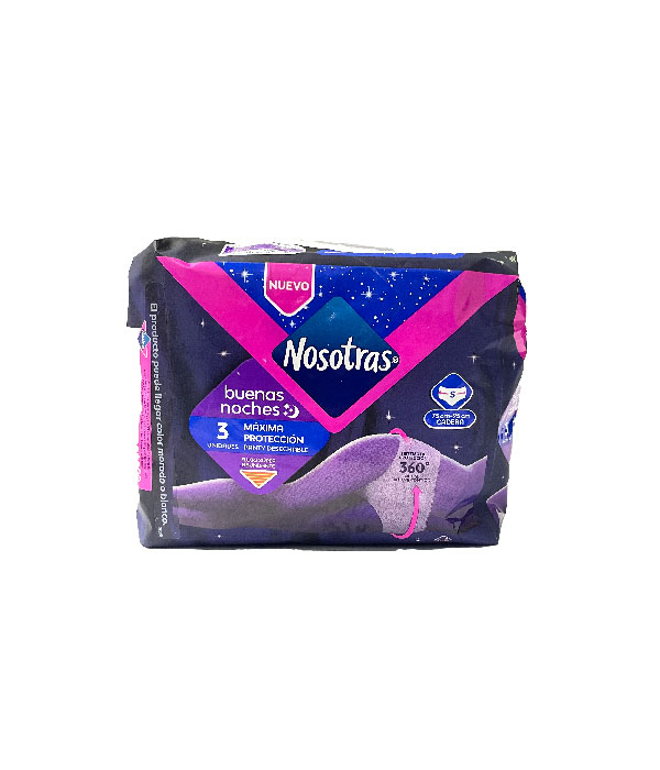TOALLAS NOSOTRAS BUENA NOCHE MAXIMA PROTECCION BOLSA X 3 UNDS